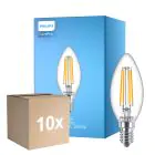 Fordelspakke 10x Philips Corepro LED Kerte E14 filament klar 6.5W 806lm - 827 ekstra varm hvid | erstatter 60W